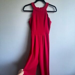 Francesca’s red jumpsuit